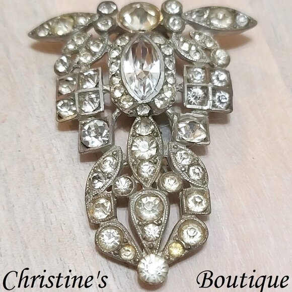 Circa 1930's dress clip, rhinestone dress clip, signed designer Doctor - Picture 1 of 3